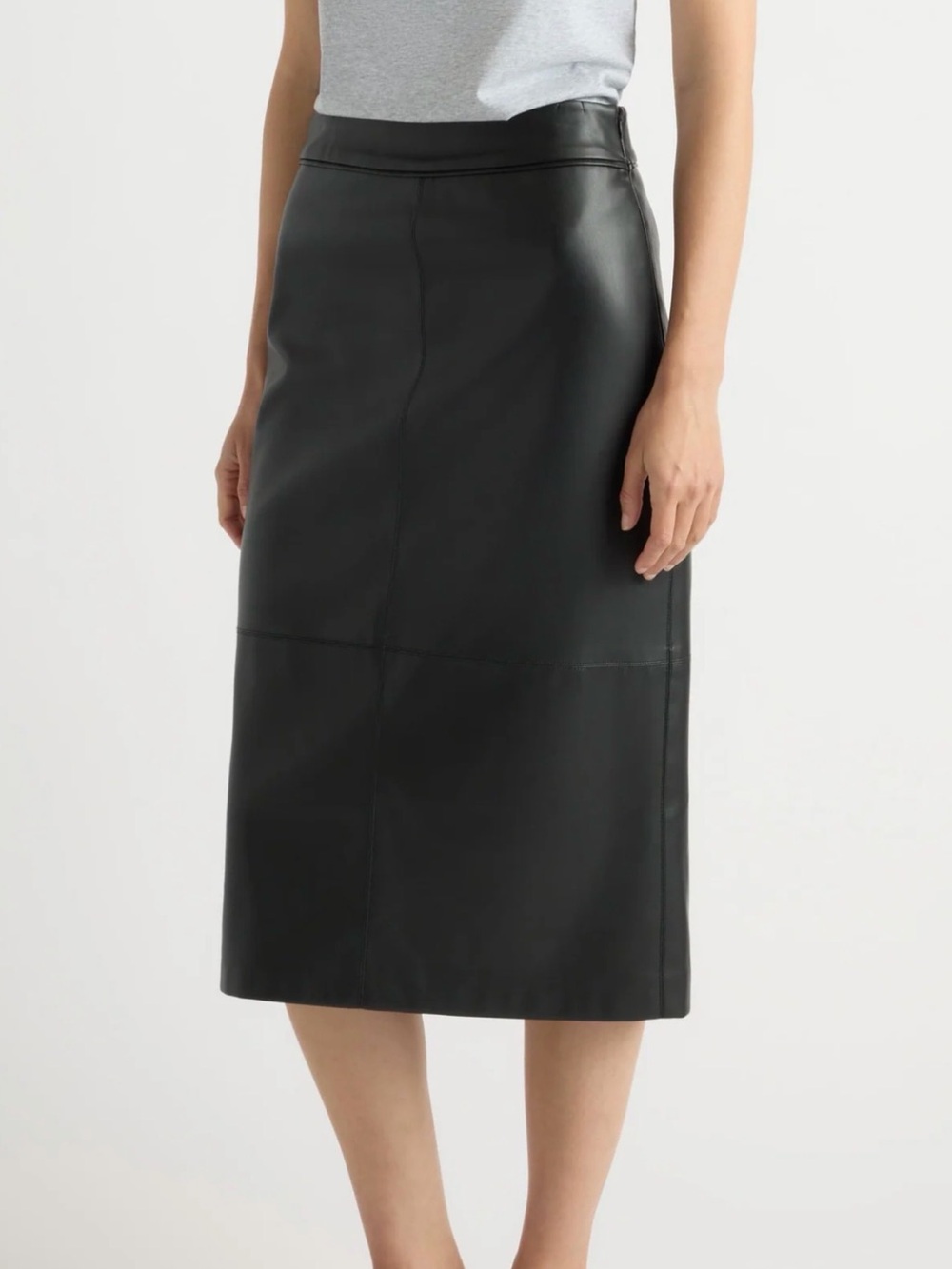 Briony Back Split-Hem Vegan Leather Skirt - Cacao